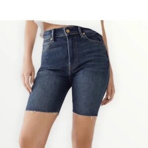 NWT True Religion Mid Rise Cutoff Short Denim Sz 27 Dark Nacho Iguana